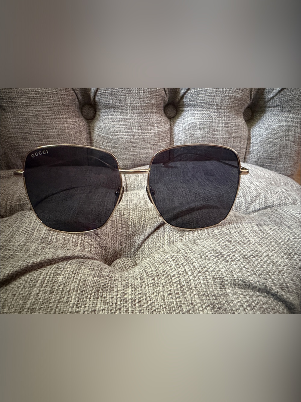 Gucci Gold Frame Sunglasses with Black Lenses